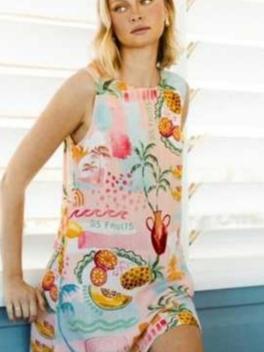Paper Heart Tropical Mini Dress Linen Blend Size Medium Resortwear